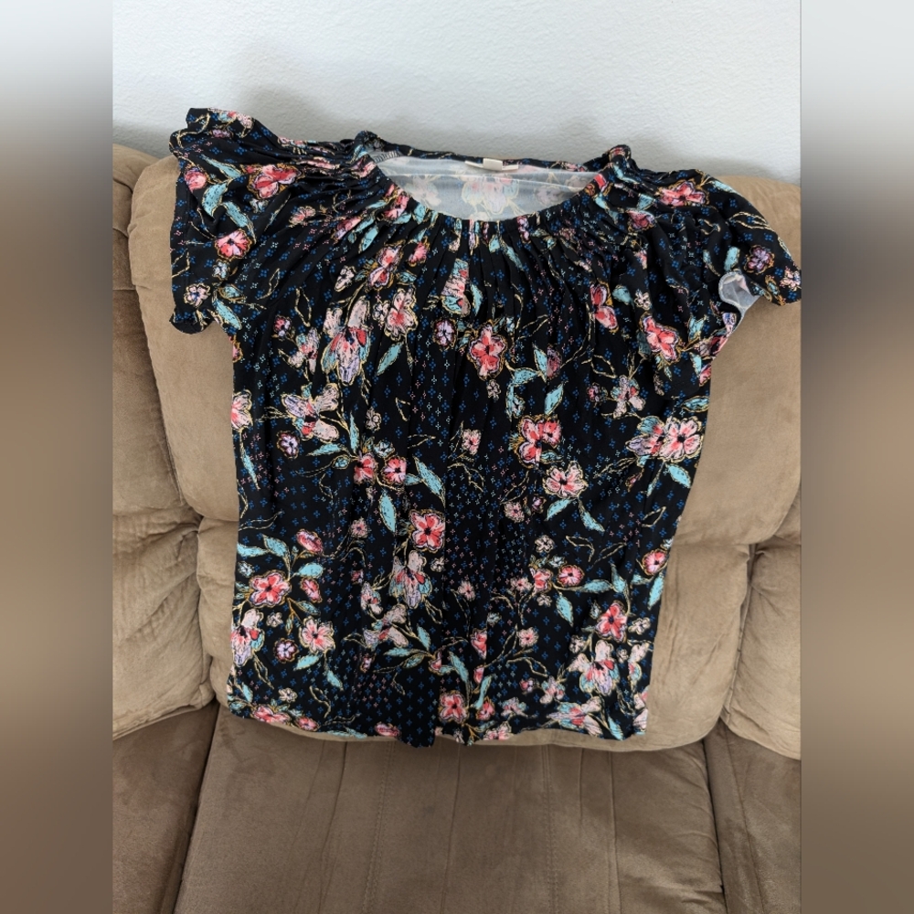 Style & Co. Black Floral Blouse